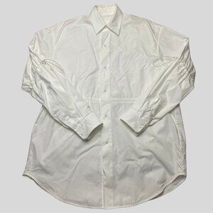 JNBY Oversized White Button-Up Shirt with Ruched Sleeve Size XS